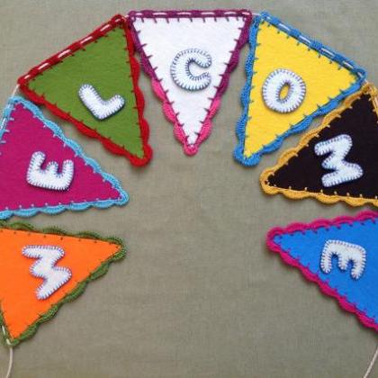 Baby Shower Welcome Sign Banner Bunting With Felt..