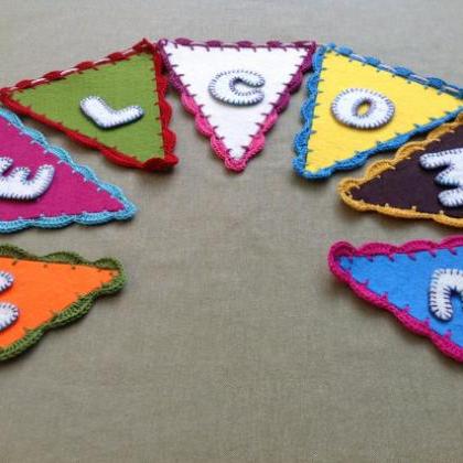 Baby Shower Welcome Sign Banner Bunting With Felt..